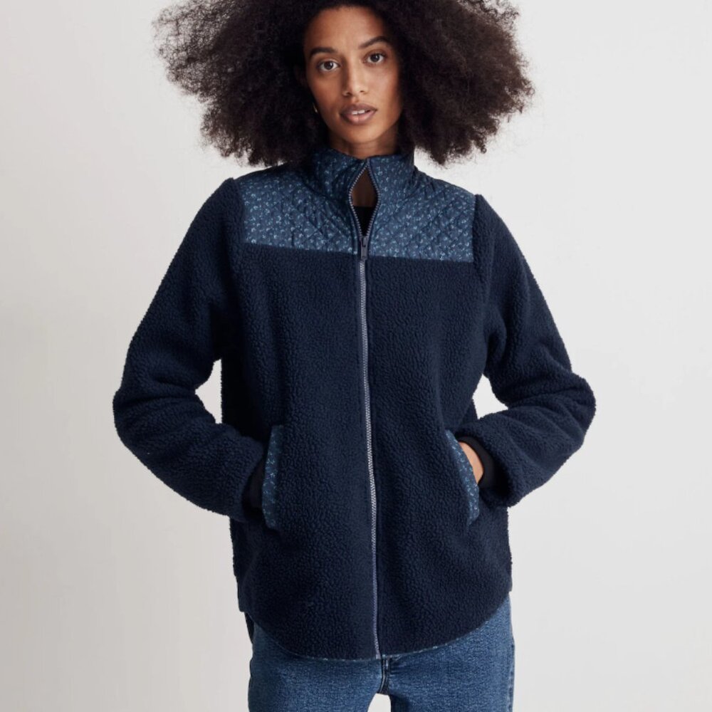 Madewell (Re)sourced Sherpa Zip-Front Jacket Deep Indigo Size‎ XL